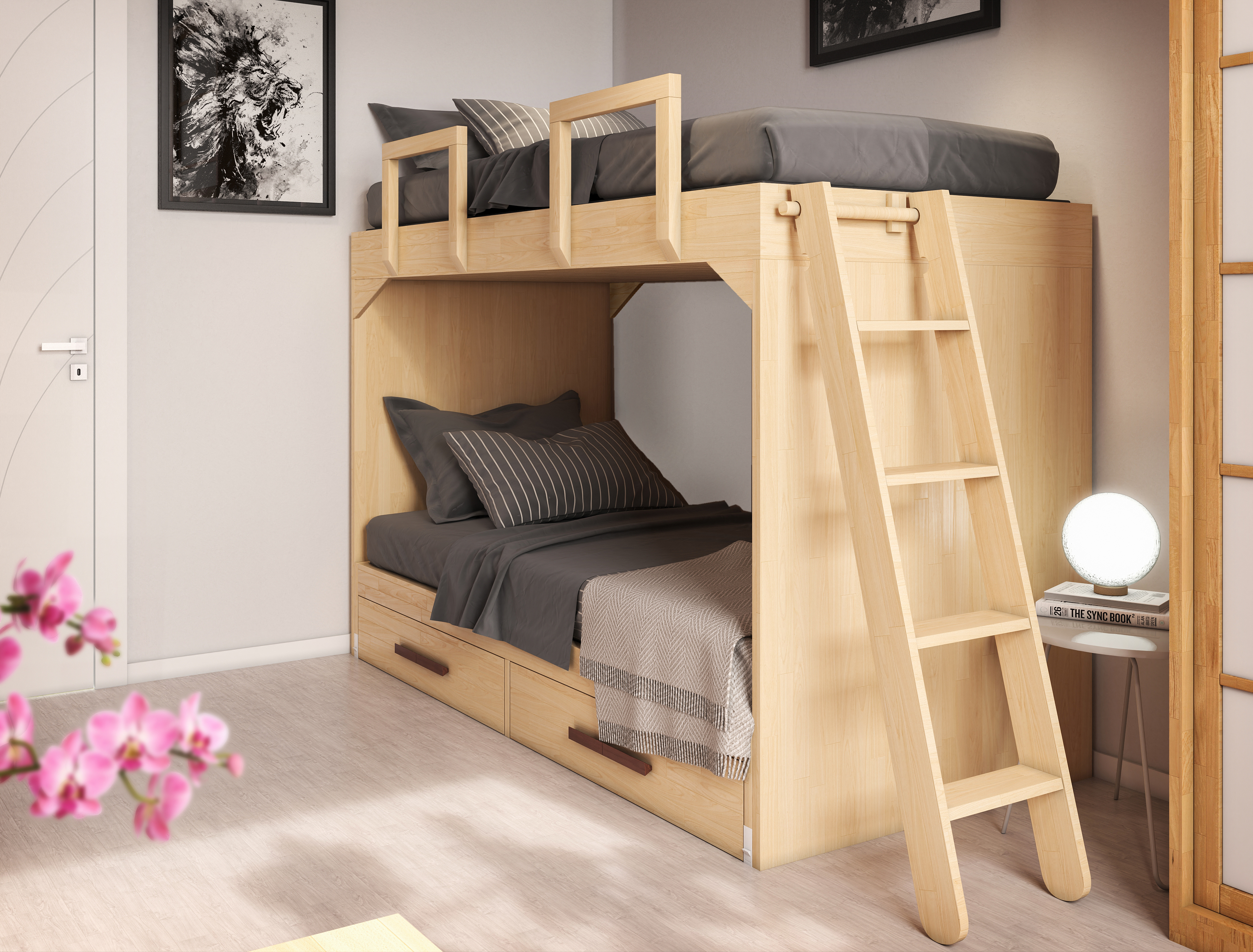Letto a Castello SpazioBed di Cinius in legno massello